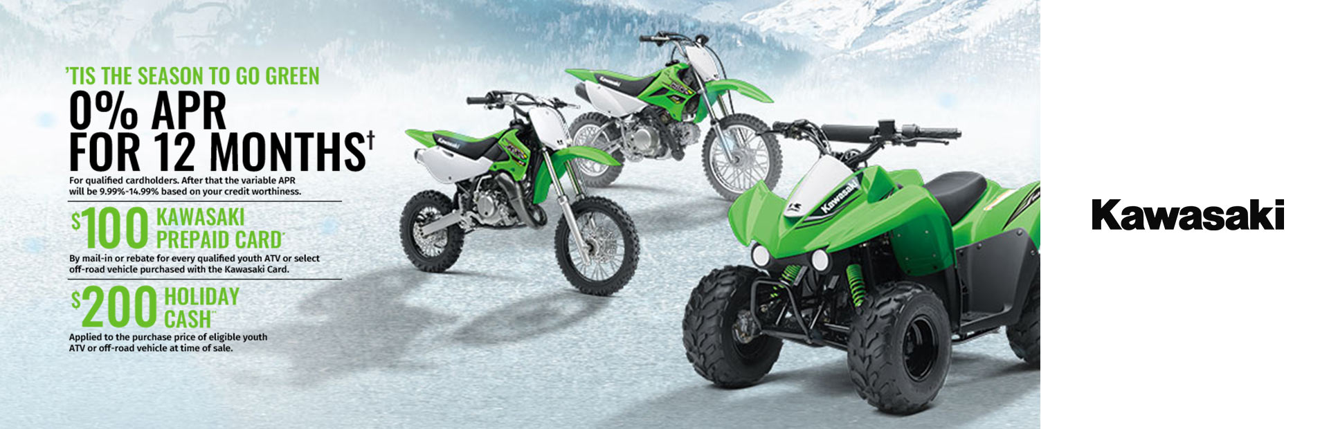 Kawasaki: Kawasaki Holiday Savings - Youth ATVs, Off-Road